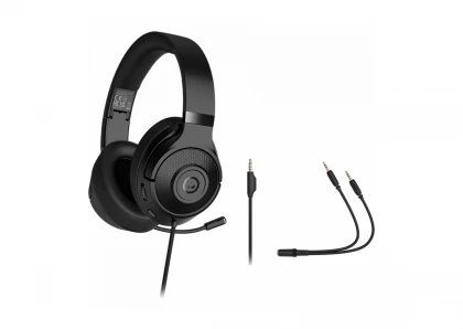 LORGAR Noah 101, Gaming headset with microphone, 3.5mm jack connection, cable length 2m, foldable design, PU leather ear pads, size: 185*195*80mm, 0.245kg, black