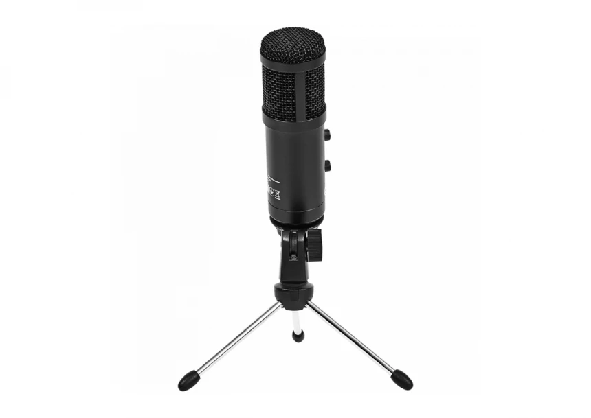 LORGAR Soner 313, Gaming Microphone, USB condenser microphone with Volume Knob & Echo Knob, Frequency Response: 80 Hz—17 kHz, including 1x Microphone, 1 x 2.5M USB Cable, 1 x Tripod Stand, dimensions: Ø47.4*158.2*48.1mm, weight: 243.0g, Black