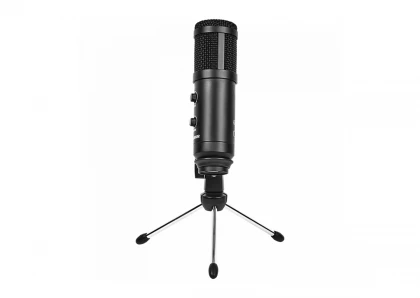 LORGAR Soner 313, Gaming Microphone, USB condenser microphone with Volume Knob & Echo Knob, Frequency Response: 80 Hz—17 kHz, including 1x Microphone, 1 x 2.5M USB Cable, 1 x Tripod Stand, dimensions: Ø47.4*158.2*48.1mm, weight: 243.0g, Black