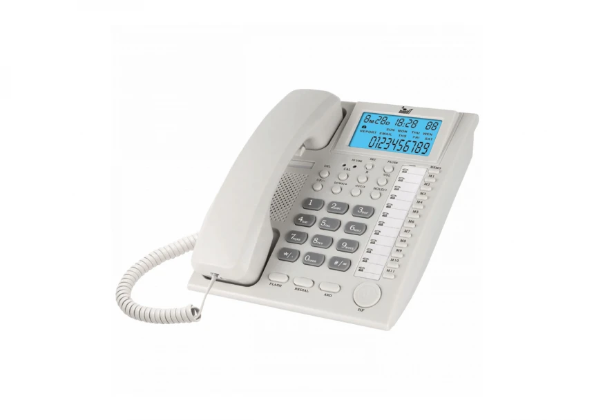 MeanIT Analogni telefon, stoni, LCD ekran, bela - ST200 White