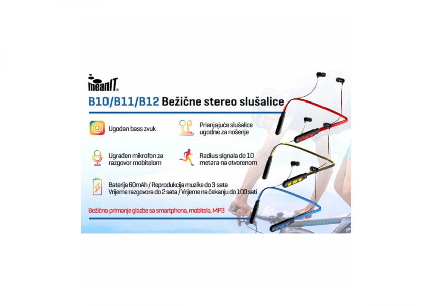 MeanIT Bežična slušalica sa mikrofonom, Bluetooth v4.2, Plave - B12