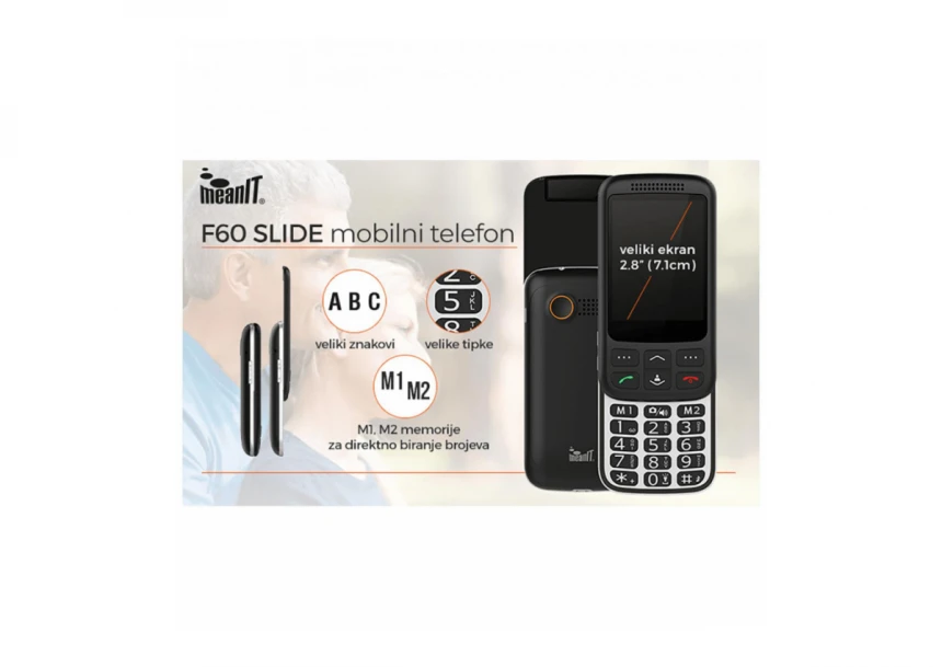 MeanIT Mobilni telefon, 2.8" ekran ( 7.1 cm ), Dual SIM - F60 SLIDE