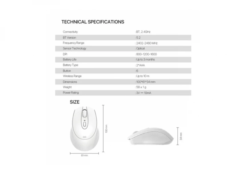 Miš Wireless Fantech W192 beli