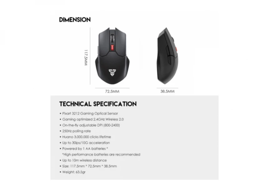 Miš Wireless Fantech WG11 Cruiser space edition beli