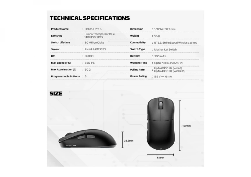 Mis Wireless Gaming Fantech XD3 (V3) PRO 8K Helios II crni sa ACM03 (dongle)