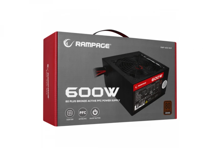 Napajanje 600W Rampage RMP-600-80P, 80Plus Bronze 12cm fan APFC