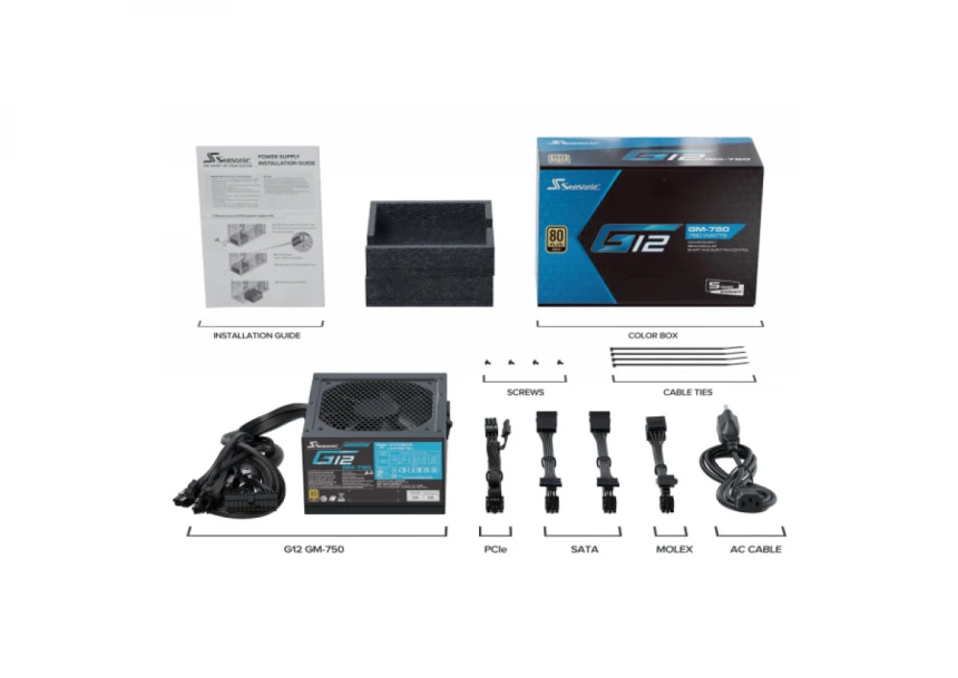 Napajanje 750W Seasonic G12 GM-750 Modularno, 80+ Gold