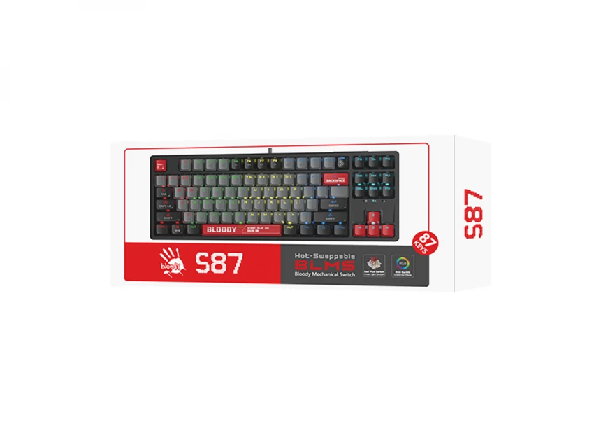 S87 Bloody RGB Mechanical Energy Red switch USB US crna tastatura 