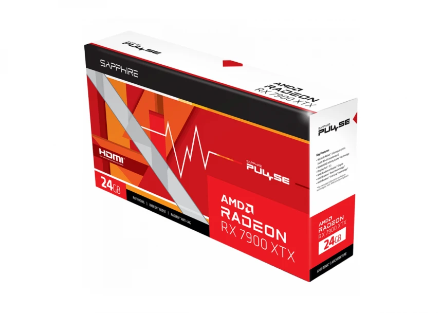 SAPPHIRE AMD RADEON RX 7900XT GAMING OC Pulse 20GB GDDR6 320bit, 2450MHz / 20Gbps, 3x DP, 1x HDMI, 3 fan, 2.7 slots