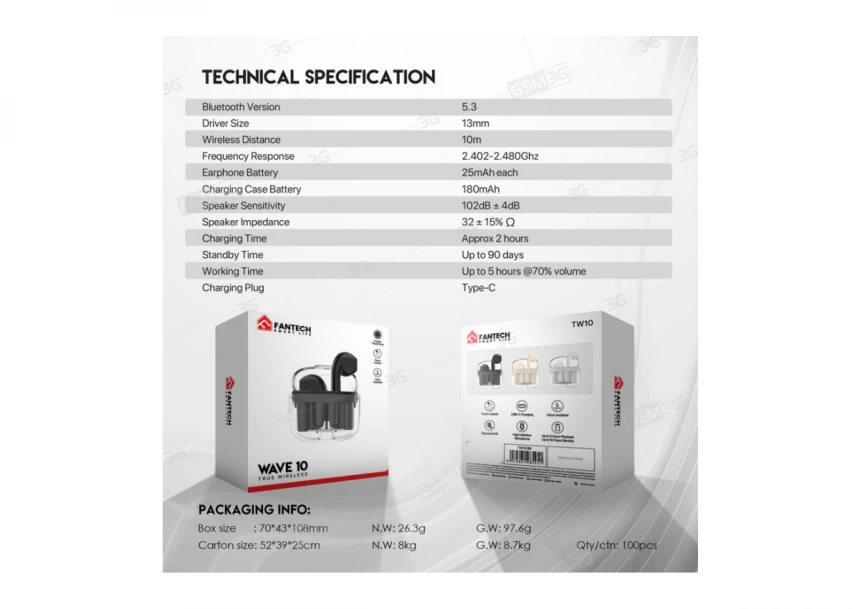 Bluetooth slušalice Fantech Wave 10 bele