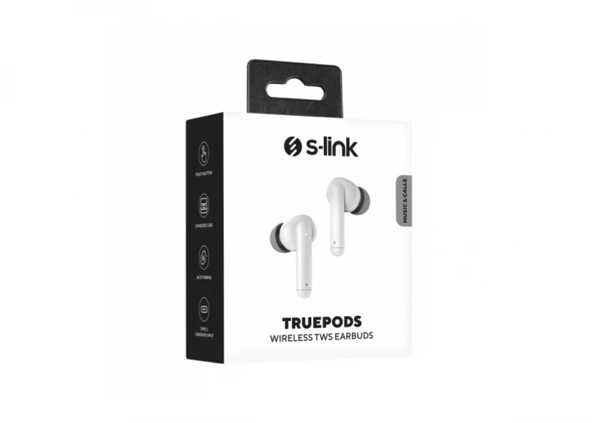 Slušalice sa mikrofonom S-Link TruePods TWS IPX4 Bluetooth bele