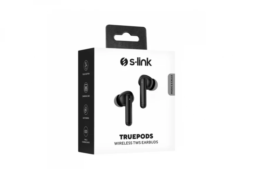 Slušalice sa mikrofonom S-Link TruePods TWS IPX4 Bluetooth crne