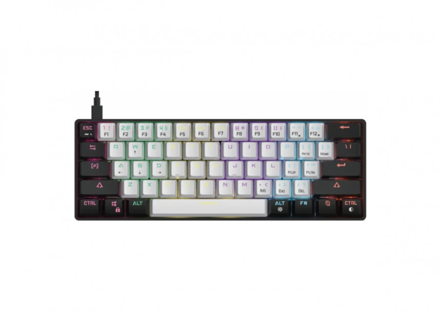 Tastatura Gamdias Aura GK2 Mehanička 60% RGB belo/crna