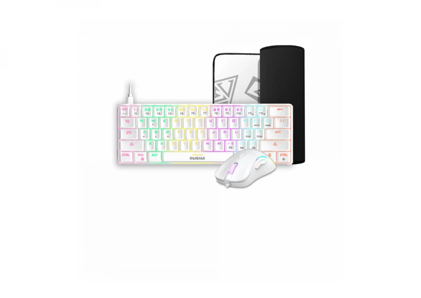 Tastatura + miš + podloga Gamdias Hermes E4 bela