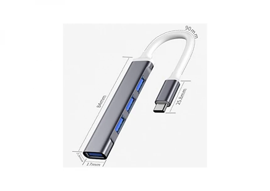 E-GREEN USB 3.1 tip C - HUB 4port USB 3.0 crni 