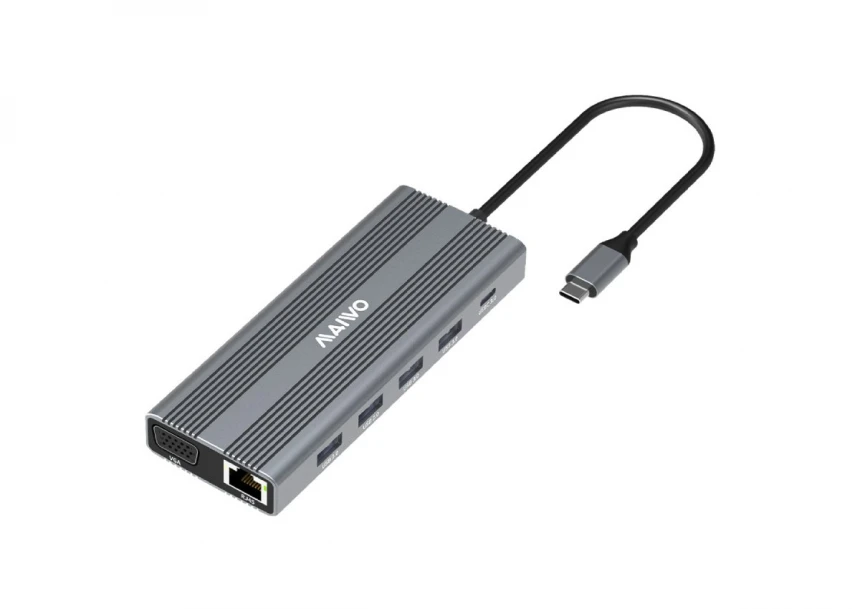 USB Tip-C 12 u 1 Docking USB3.0+SD/TF+RJ45+HDMI*2+VGA+Audio+US B-C PD+USB-C data, KH12RHV