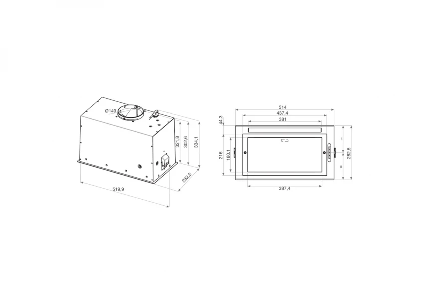 WCT3 63F L ugradni aspirator 