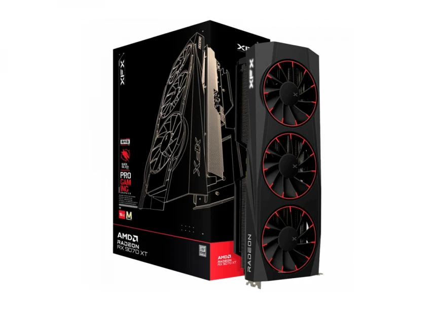 XFX Quicksilver AMD Radeon RX 9070XT Magnetic Air Edition with 16GB GDDR6 HDMI 3xDP AMD RDNA 4