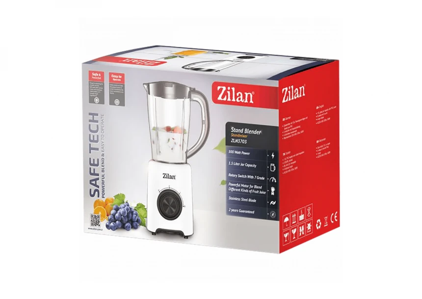 Zilan Blender, zapremina 1.5 lit, 500 W, beli - ZLN3703