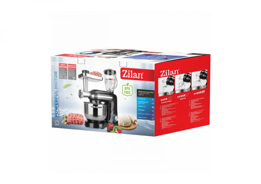 Zilan Mikser sa posudom + blender + nastavak za meso, 1400 W - ZLN1772