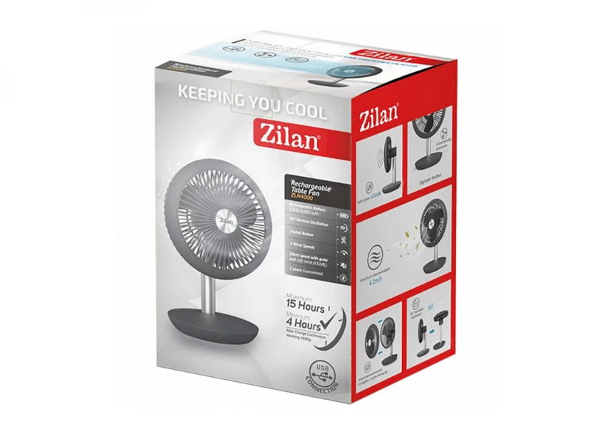 Zilan Ventilator stoni, punjivi, USB - ZLN4000